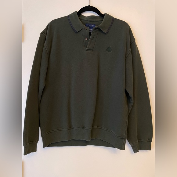 IZOD Long Sleeve Collared Sweater - Green - Picture 1 of 6